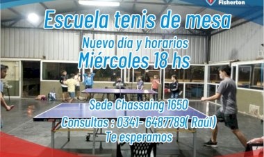 Nuevo día y horario de Tenis de Mesa